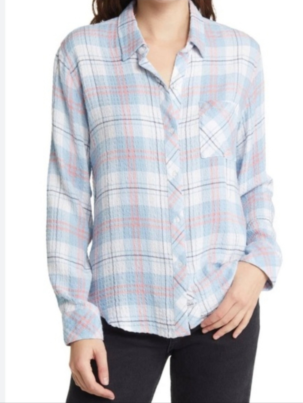 Rails Brady Ivory Cloud Plaid Button Shirt Size Small